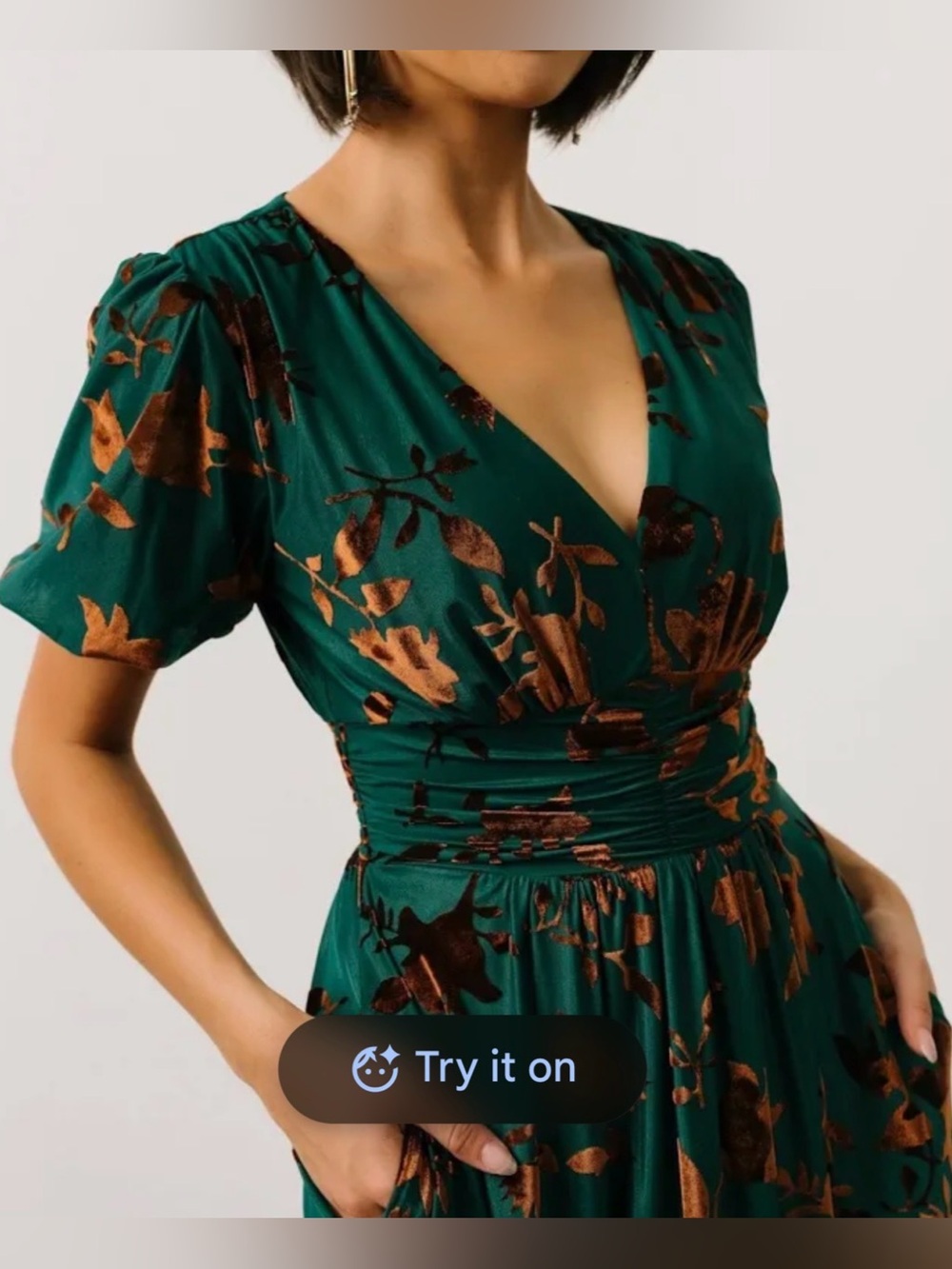 Baltic Born Emerald Green Maxi Dress with Copper Floral Foil